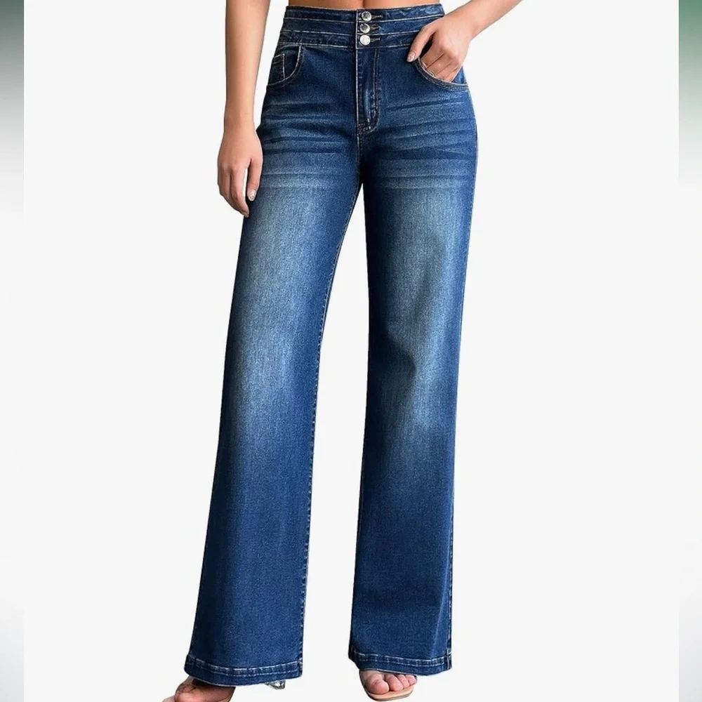NWT high waisted baggy loose wide leg jeans - Picture 1 of 10